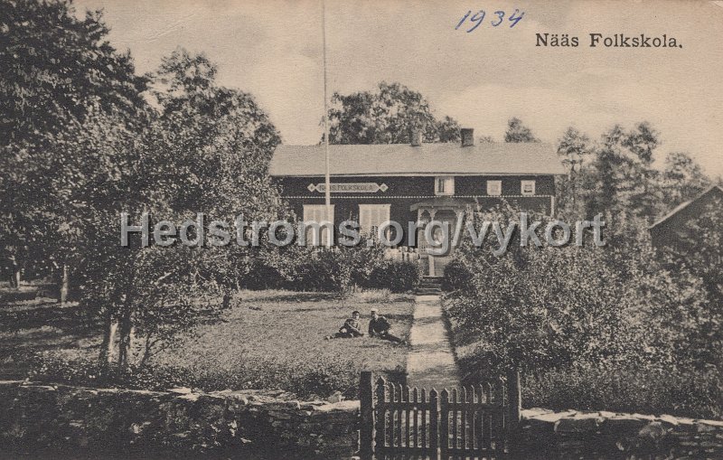 Naas Folkskola. Postganget 10 juli 1934.jpg - Nääs Folkskola.Postgånget 10 juli 1934.