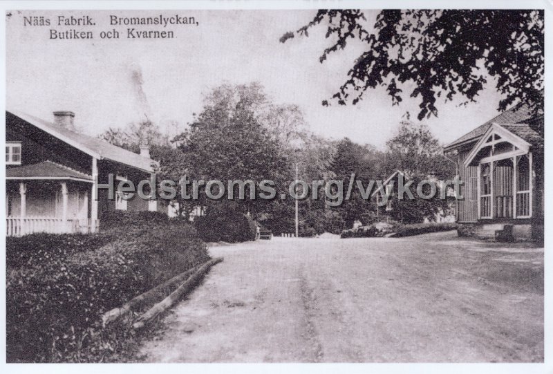 Naas fabrik. Bromanslyckan, Butiken och Kvarnen. Fotografi. Odaterat.jpg - Nääs fabrik. Bromanslyckan, Butiken och Kvarnen.Fotografi.Odaterat.