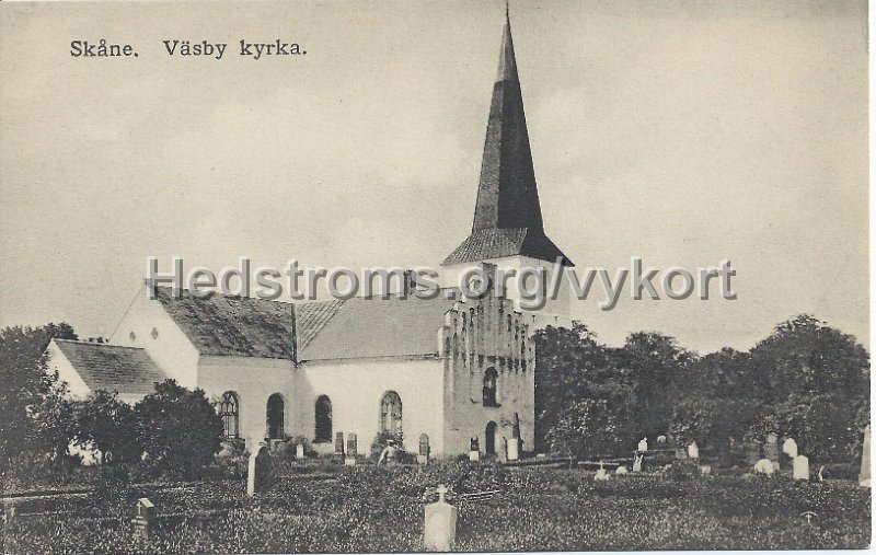 Skane. Vasby kyrka. Odaterat. Svenska Litografiska.jpeg - Skåne. Väsby kyrka.Odaterat.Förlag: Svenska Litografiska Stockholm  2775