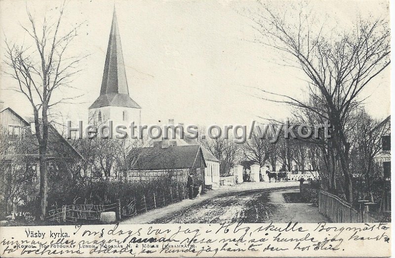 Vasby kyrka. Postganget 25 juli 1914. Kungl. Hoffotograf Lundh. Hoganas N.  Molle Ensamratt. Imp..jpeg - Väsby kyrka.Postgånget 25 juli 1914.Förlag: Kungl. Hoffotograf Lundh, Höganäs N. & Mölle(Ensamrätt)