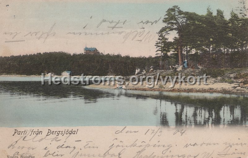 Parti fran Bergsjodal. Vestra Bodarne. Postganget 17 mars 1904.jpg - Parti från Bergsjödal.Vestra Bodarne.Postgånget 17 mars 1904.