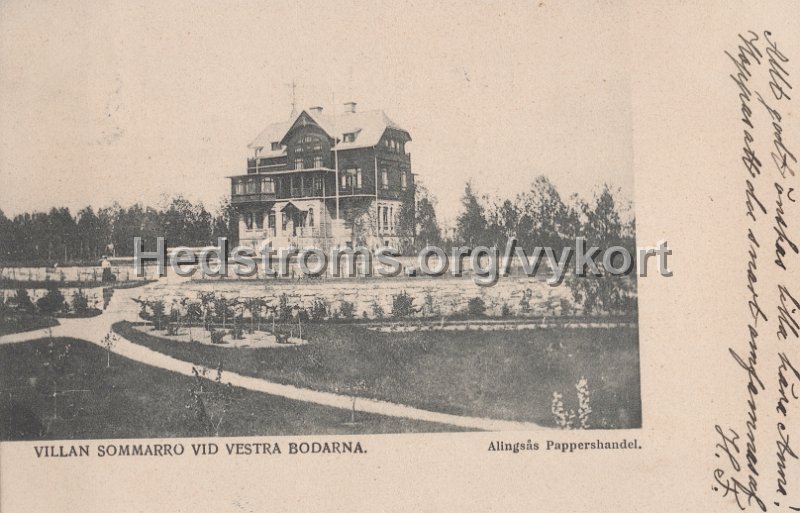 Villan Sommarro vid Vestra Bodarna. Postganget 1931. Alingsas Pappershandel.jpg - Villan Sommarro vid Vestra Bodarna.Postgånget 1931.Alingsås Pappershandel.