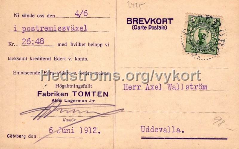 A, B, C Lagermans tvattpulver Tomten ar bast. Postganget 6 juni 1912. Adresssida.jpg - A, B, C Lagermans tvättpulver Tomten är bäst.Postgånget 6 juni 1912.Adresssida.