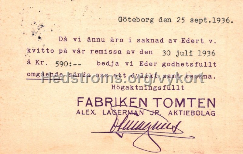 Tomten Kraft-Skur pulver. Postganget 25 september 1936. Adresssida.jpg - Tomten Kraft-Skur pulver.Postgånget 25 september 1936.Adresssida.