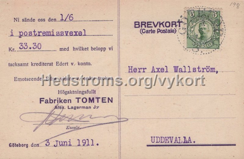 Tomtens sko-Creme. Daterat 3 juni 1911. Adresssida.jpg - Tomtens Sko-Crême.Daterat 3 juni 1911.Adresssida.