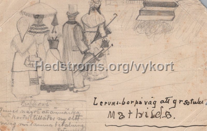 Lerumsbor pa vag att gratulera Mathilda. Postganget 1 april 1895.jpg - Lerumsbor på väg att gratulera Mathilda.Postgånget 1 april 1895.