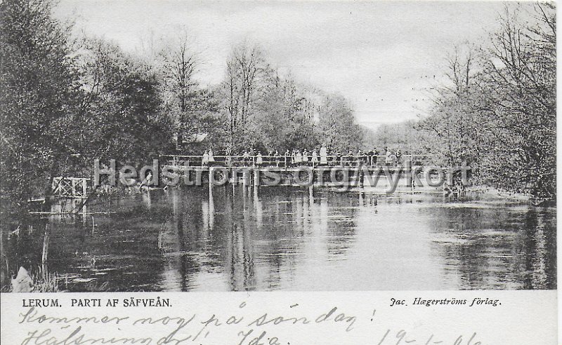 Lerum. Parti af Safvean. Postganget 19 januari 1906. Jac. Hægerstromsforlag.jpeg - Lerum. Parti af Säfveån.Postgånget 19 januari 1906.Jac. Hægerströmsförlag.