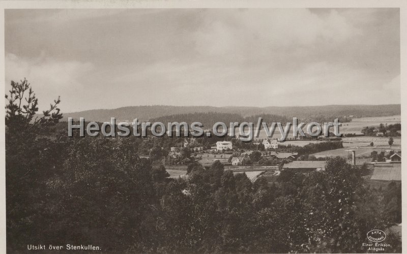 Utsikt over Stenkullen. Postganget 8 april 1949. Einar Erikson, Alingsas.jpg - Utsikt över Stenkullen.Postgånget 8 april 1949.Einar Erikson, Alingsås.