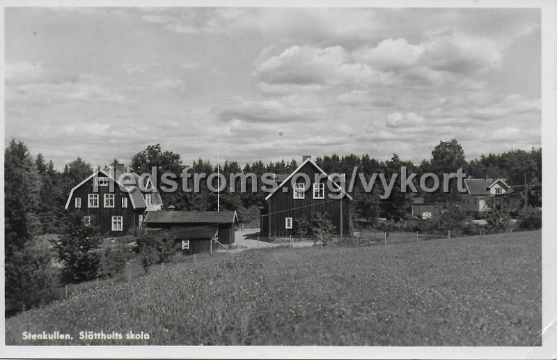 Stenkullen. Slatthults skola. Postganget 21 augusti 1963. Foto-Carlsson, Goteborg.jpeg - Stenkullen. Slätthults skola.Postgånget 21 augusti 1963.Foto-Carlsson, Göteborg.