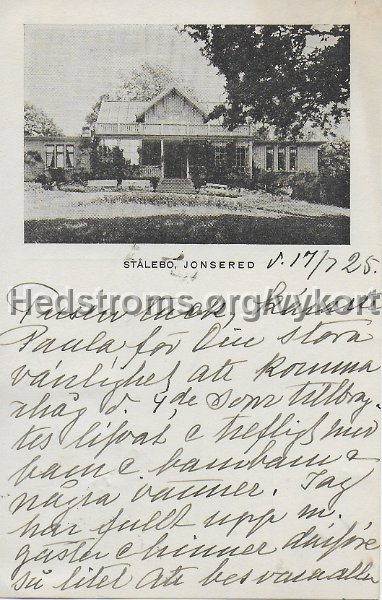 Stalebo, Jonsered. Postganget 17 juli 1925.jpeg - Stålebo, Jonsered.Postgånget 17 juli 1925.