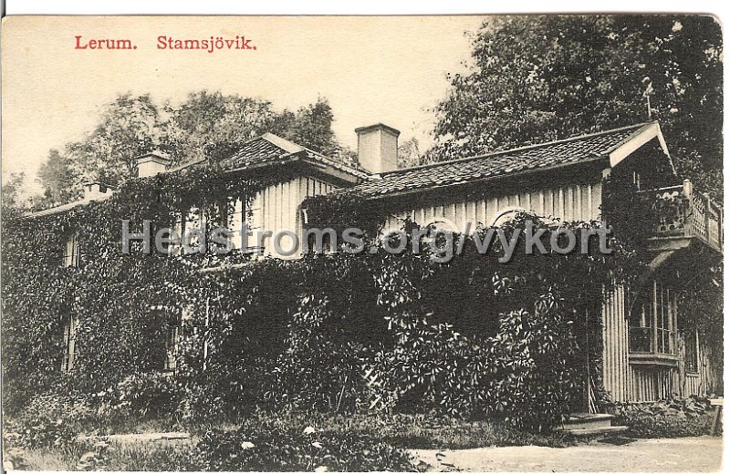 Stamsjovik. Odaterat. Forlag Carl Broback.jpeg - Lerum. Stamsjövik.Postgånget 7 okt 1910.Förlag: Carl Brobäck.