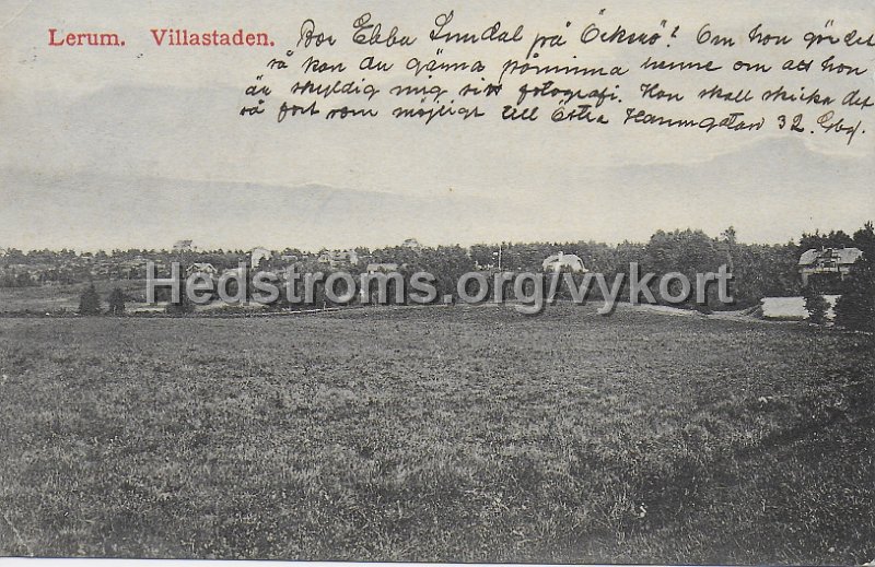 Lerum. Villastaden. Postganget 17 augusti 1912. Forlag Carl Broback.jpeg - Lerum. Villastaden.Postgånget 17 augusti 1912.Förlag: Carl Brobäck.