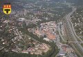 Flygfoto over centrala Lerum. Odaterat. Foto Mats Karlflo