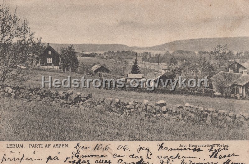 Lerum. Parti av Aspen. Postganget 10 juni 1906. Jac. Hægerstroms forlag.jpg - Lerum. Parti av Aspen.Postgånget 10 juni 1906.Jac. Hægerströms förlag.