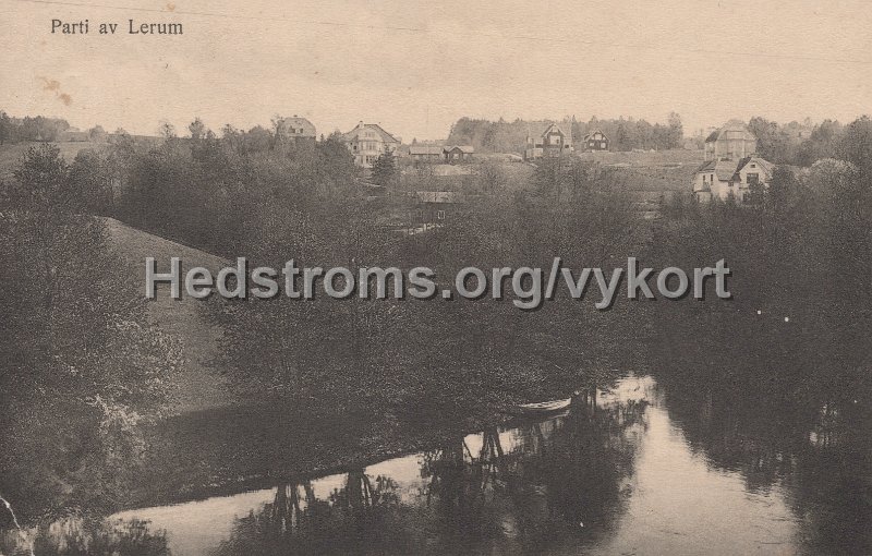 Parti av Lerum. Postganget 27 februari 1918.jpg - Parti av Lerum.Postgånget 27 februari 1918.